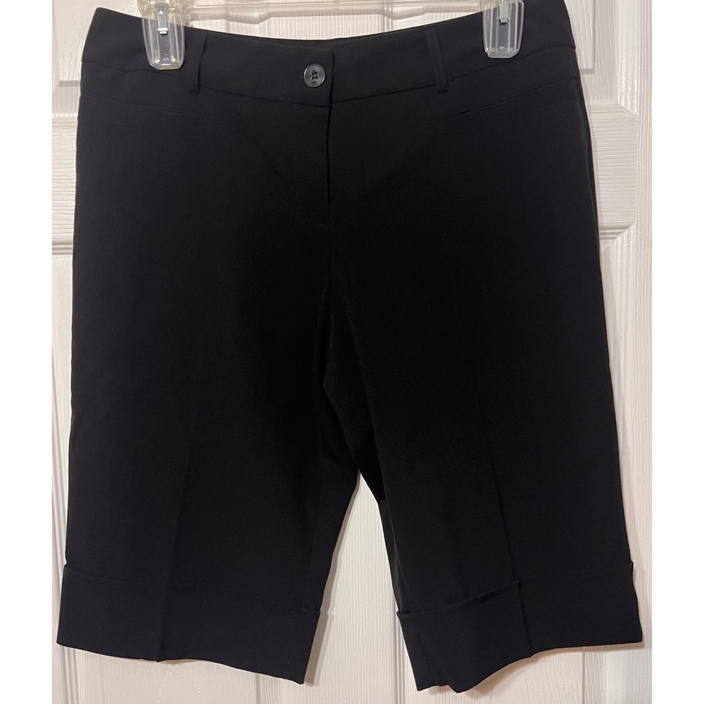Courtenay Womens Black‎ Cuffed Bermuda Shorts Petite 14P Career Workwear Stretch